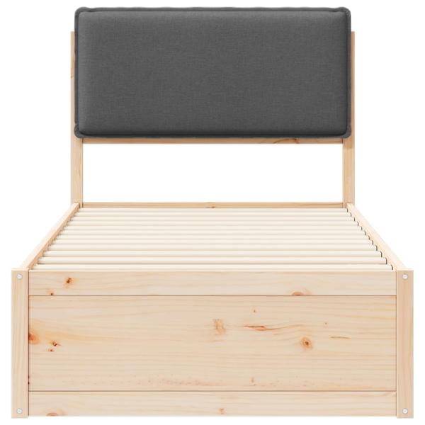 Bettgestell mit gepolstertem Kopfteil Dunkelgrau 100 x 200 cm