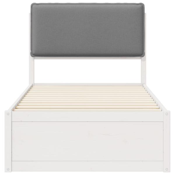 ARDEBO.de - Bettgestell mit gepolstertem Kopfteil Hellgrau 90 x 200 cm