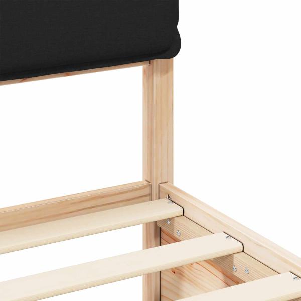 Bettgestell mit gepolstertem Kopfteil Schwarz 90 x 190 cm