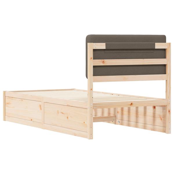 Bettgestell mit gepolstertem Kopfteil Taupe 100 x 200 cm