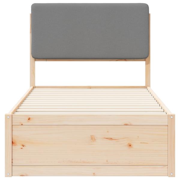 Bettgestell mit gepolstertem Kopfteil Hellgrau 90 x 200 cm