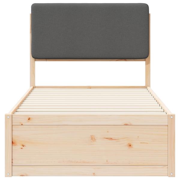 Bettgestell mit gepolstertem Kopfteil Dunkelgrau 80 x 200 cm