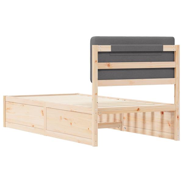 Bettgestell mit gepolstertem Kopfteil Dunkelgrau 90 x 190 cm