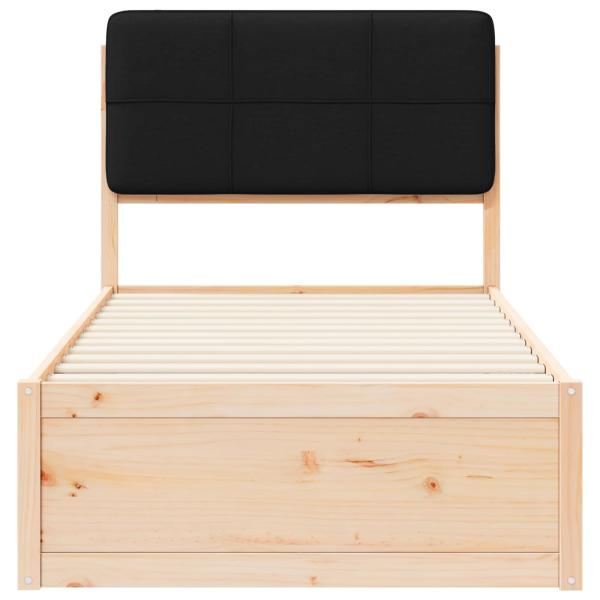 Bettgestell mit gepolstertem Kopfteil Schwarz 100 x 200 cm