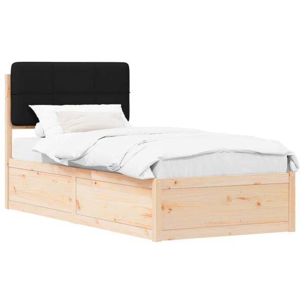 ARDEBO.de - Bettgestell mit gepolstertem Kopfteil Schwarz 90 x 200 cm