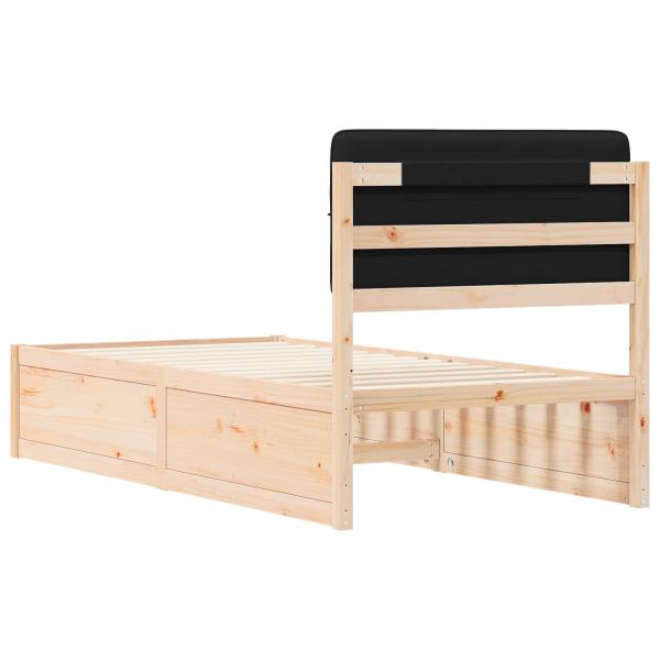 Bettgestell mit gepolstertem Kopfteil Schwarz 90 x 200 cm