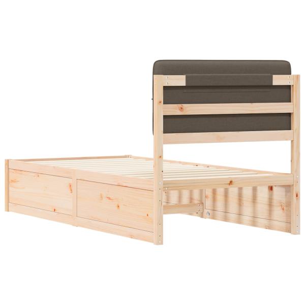 Bettgestell mit gepolstertem Kopfteil Taupe 80 x 200 cm