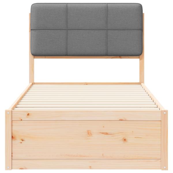 Bettgestell mit gepolstertem Kopfteil Hellgrau 75 x 190 cm