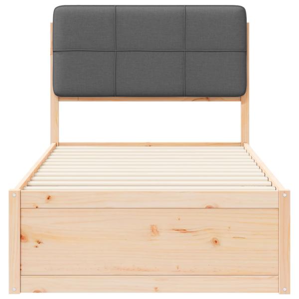 Bettgestell mit gepolstertem Kopfteil Dunkelgrau 75 x 190 cm