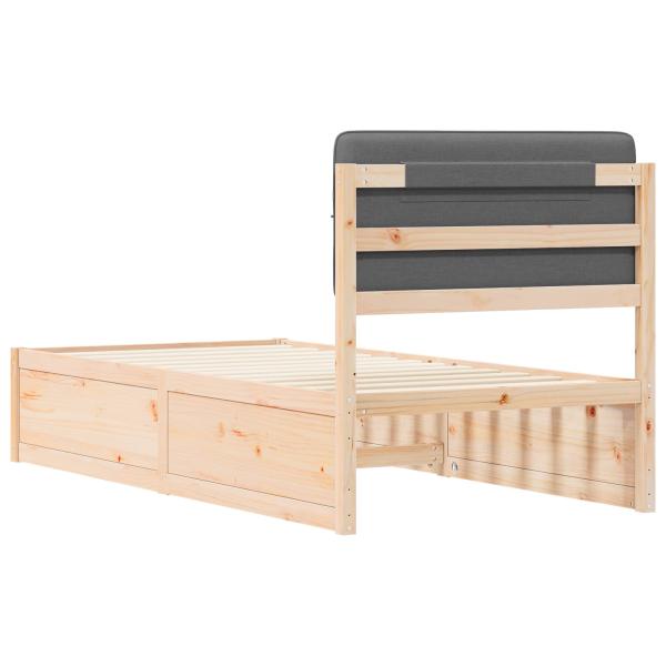 Bettgestell mit gepolstertem Kopfteil Dunkelgrau 75 x 190 cm