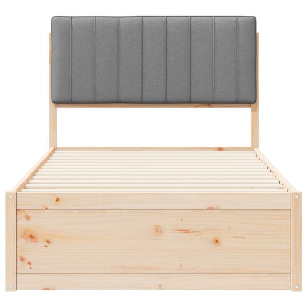 Bettgestell mit gepolstertem Kopfteil Hellgrau 100 x 200 cm