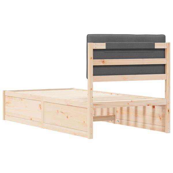 Bettgestell mit gepolstertem Kopfteil Dunkelgrau 90 x 200 cm