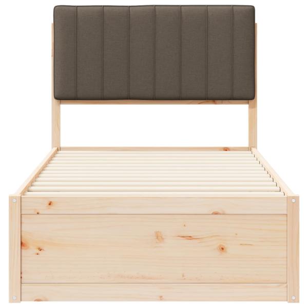 ARDEBO.de - Bettgestell mit gepolstertem Kopfteil Taupe 90 x 200 cm