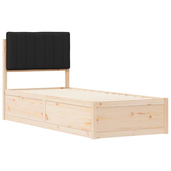 Bettgestell mit gepolstertem Kopfteil Schwarz 80 x 200 cm