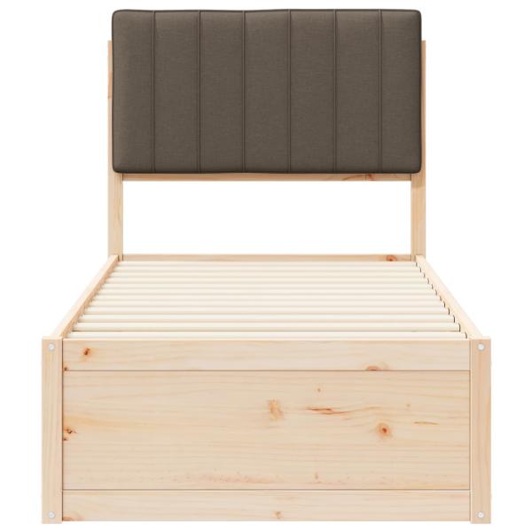 ARDEBO.de - Bettgestell mit gepolstertem Kopfteil Taupe 80 x 200 cm