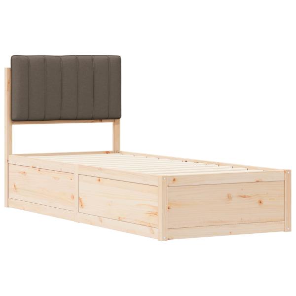 Bettgestell mit gepolstertem Kopfteil Taupe 80 x 200 cm