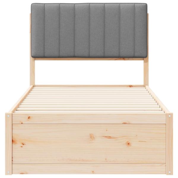 Bettgestell mit gepolstertem Kopfteil Hellgrau 90 x 190 cm