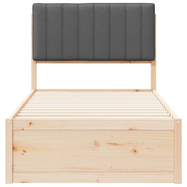 Bettgestell mit gepolstertem Kopfteil Dunkelgrau 90 x 190 cm