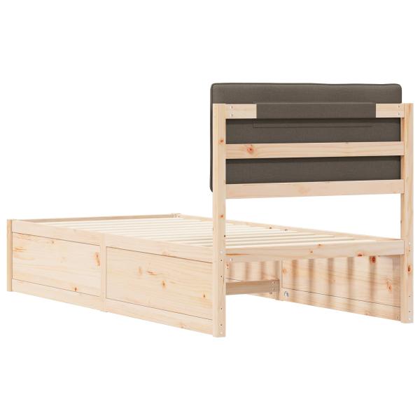 Bettgestell mit gepolstertem Kopfteil Taupe 90 x 190 cm