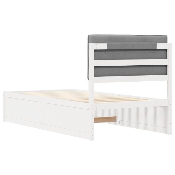 Bettgestell mit gepolstertem Kopfteil Hellgrau 90 x 190 cm