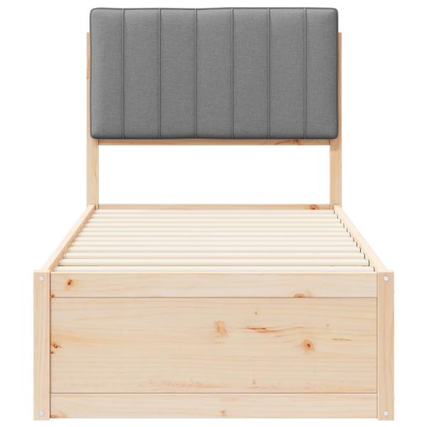 Bettgestell mit gepolstertem Kopfteil Hellgrau 75 x 190 cm