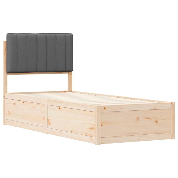 Bettgestell mit gepolstertem Kopfteil Dunkelgrau 75 x 190 cm