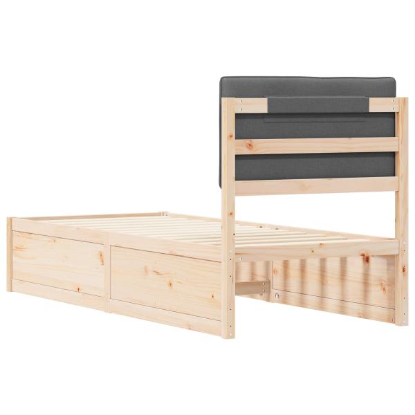 Bettgestell mit gepolstertem Kopfteil Dunkelgrau 75 x 190 cm