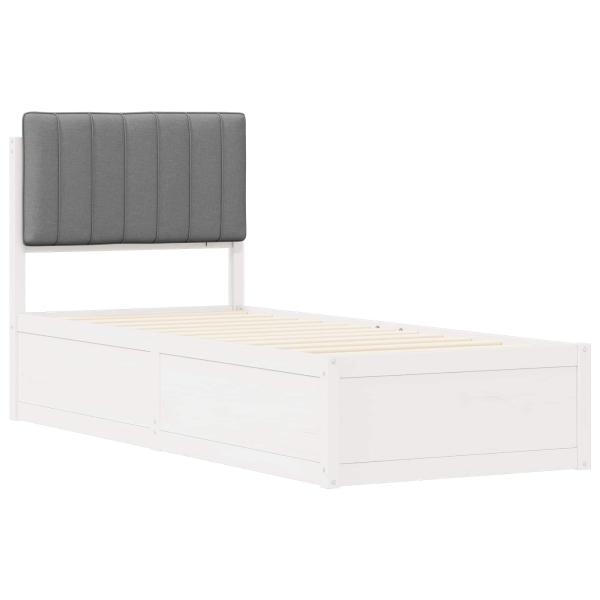 Bettgestell mit gepolstertem Kopfteil Hellgrau 75 x 190 cm