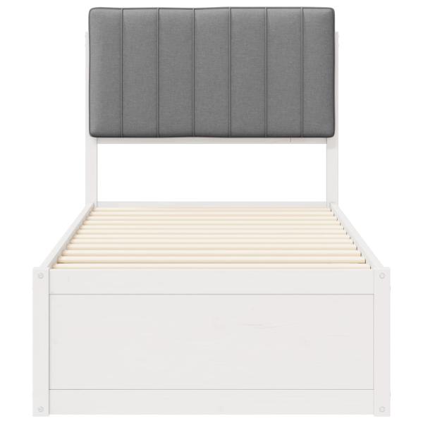 Bettgestell mit gepolstertem Kopfteil Hellgrau 75 x 190 cm