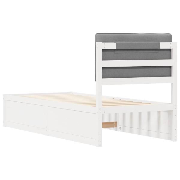 Bettgestell mit gepolstertem Kopfteil Hellgrau 75 x 190 cm