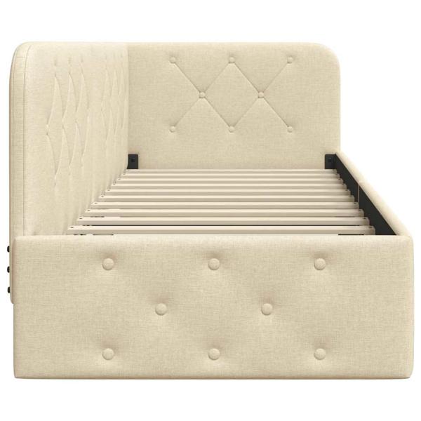 Eckbettgestell mit Kopfteil Creme 80 x 200 cm Stoff