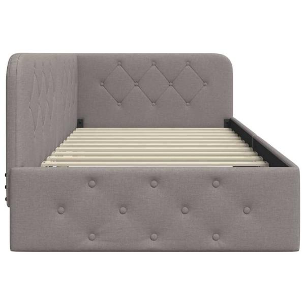 Eckbettgestell mit Kopfteil Taupe 90 x 190 cm Stoff