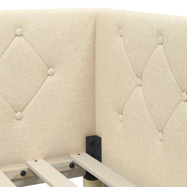 Eckbettgestell mit Kopfteil Creme 90 x 190 cm Stoff