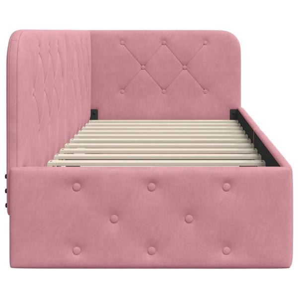 Eckbettgestell mit Kopfteil Rosa 80 x 200 cm Samt