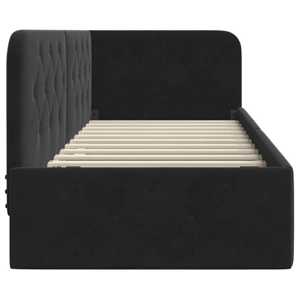 Eckbettgestell mit Kopfteil Schwarz 80 x 200 cm Samt