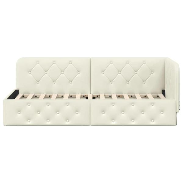 Eckbettgestell mit Kopfteil Creme 80 x 200 cm Samt