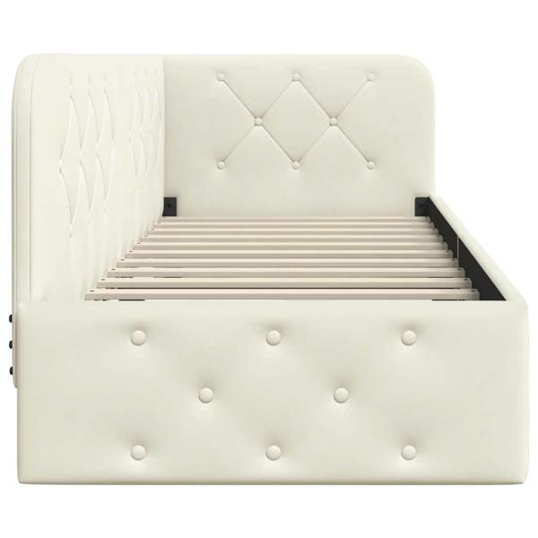 Eckbettgestell mit Kopfteil Creme 80 x 200 cm Samt