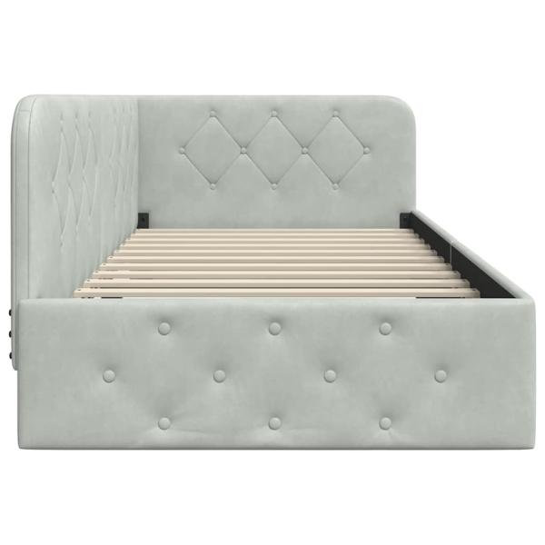 Eckbettgestell mit Kopfteil Hellgrau 90 x 190 cm Samt