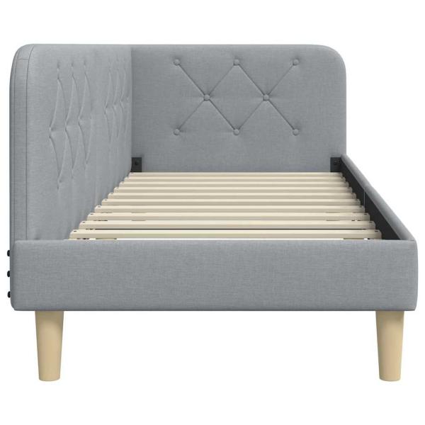 Eckbettgestell mit Kopfteil Hellgrau 80 x 200 cm Stoff
