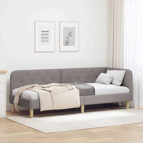 ARDEBO.de - Eckbettgestell mit Kopfteil Taupe 80 x 200 cm Stoff