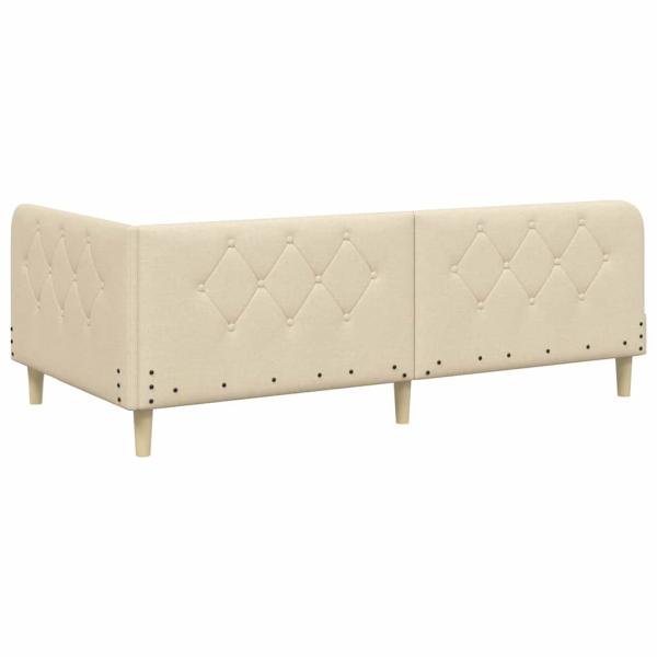 Eckbettgestell mit Kopfteil Creme 90 x 200 cm Stoff