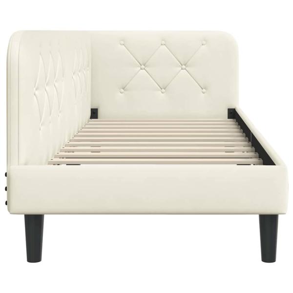 Eckbettgestell mit Kopfteil Creme 80 x 200 cm Samt