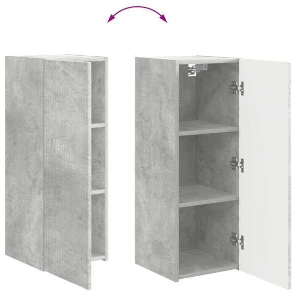 TV-Wandschrank Wandmontiert Beton 30 x 31 x 80 cm Holzwerkstoff