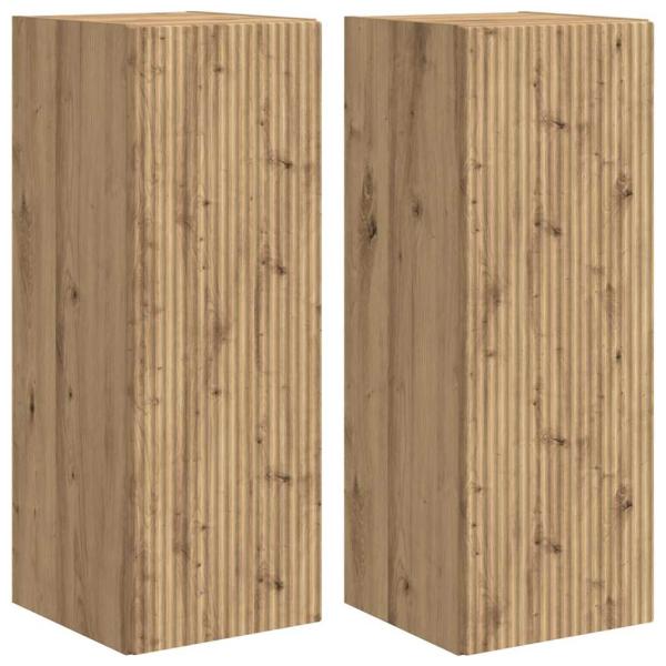 TV-Wandschrank 2 pcs Kunsthandwerk Eiche 30 x 31 x 80 cm