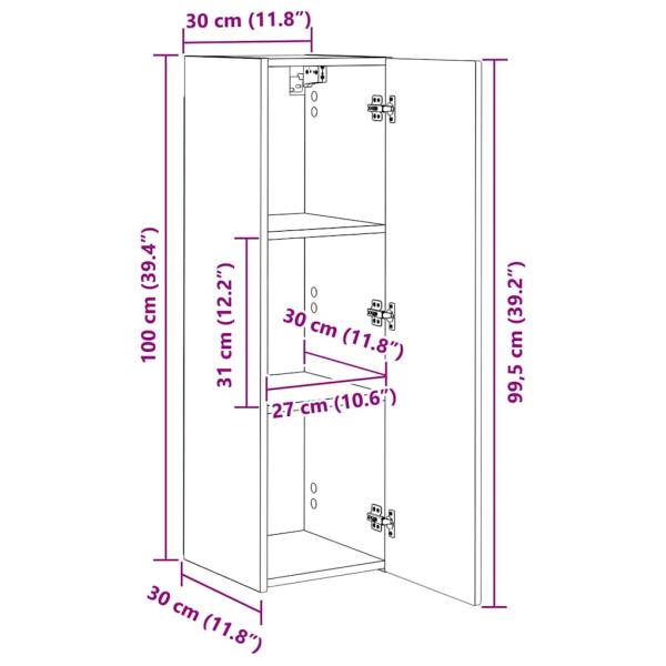 TV-Wandschrank 30 x 31 x 100 cm Weiß Holzwerkstoff