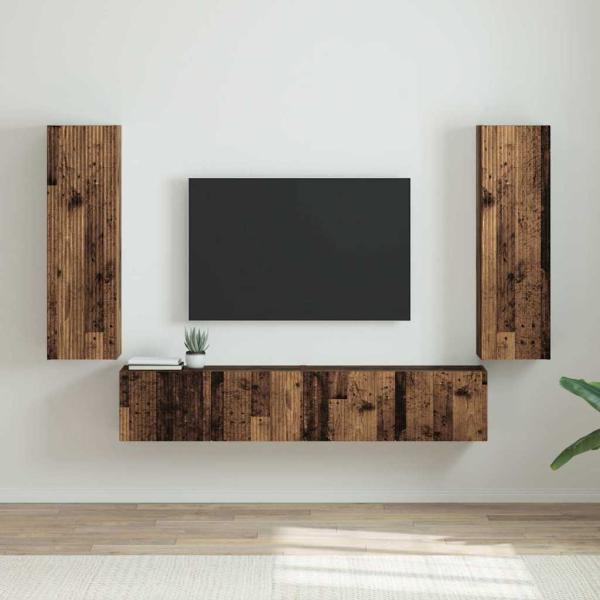 ARDEBO.de - TV-Wandschrank 2 stk. Altholz Holzwerkstoff