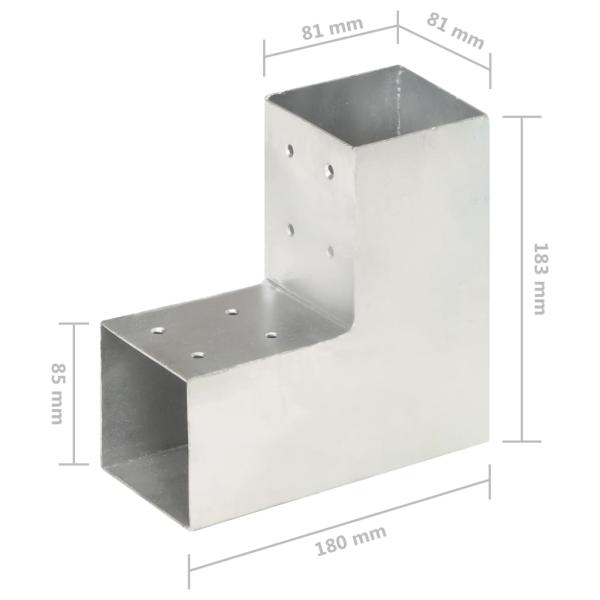 Pfostenverbinder L-Form Verzinktes Metall 81 x 81 mm