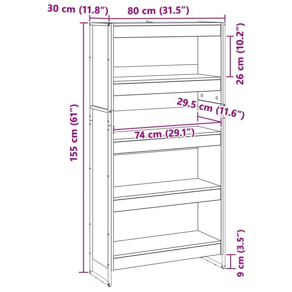 Bücherregal 2 pcs Sonoma 80 x 30 x 155 cm Holzwerkstoff
