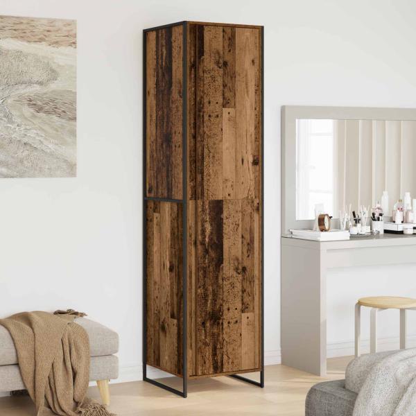 ARDEBO.de - Warderobe mit Tür 2 pcs Altholz 50 x 50 x 200 cm Holzwerkstoff