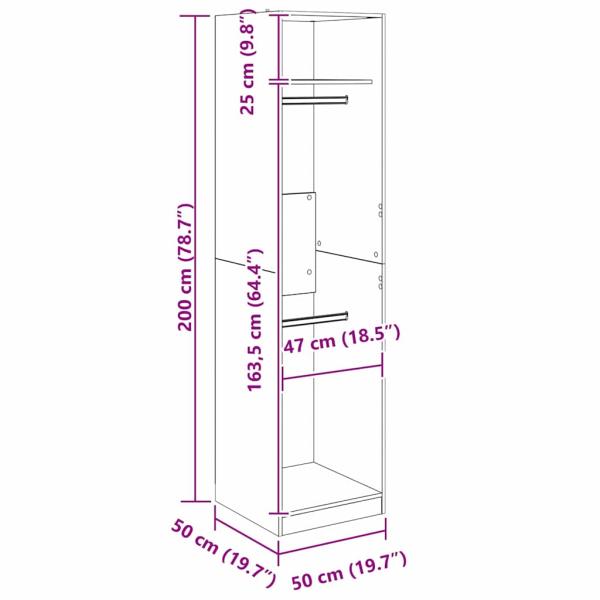 Kleiderschrank Schwarze Eiche 50 x 50 x 200 cm Holzwerkstoff